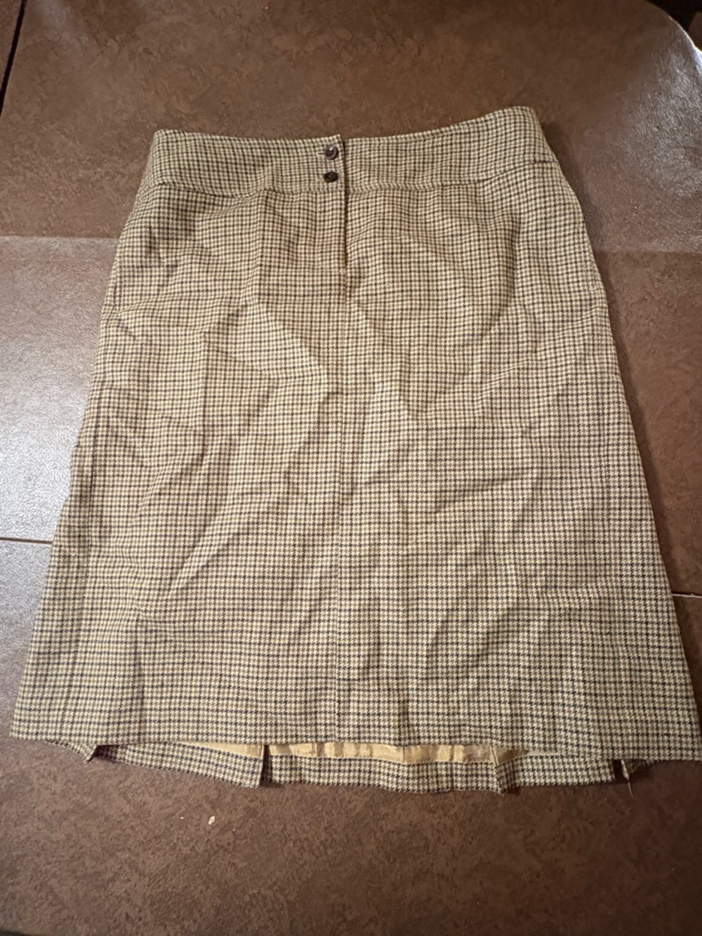 Vintage Y2K J Crew Classic Beige Houndstooth Pencil Skirt